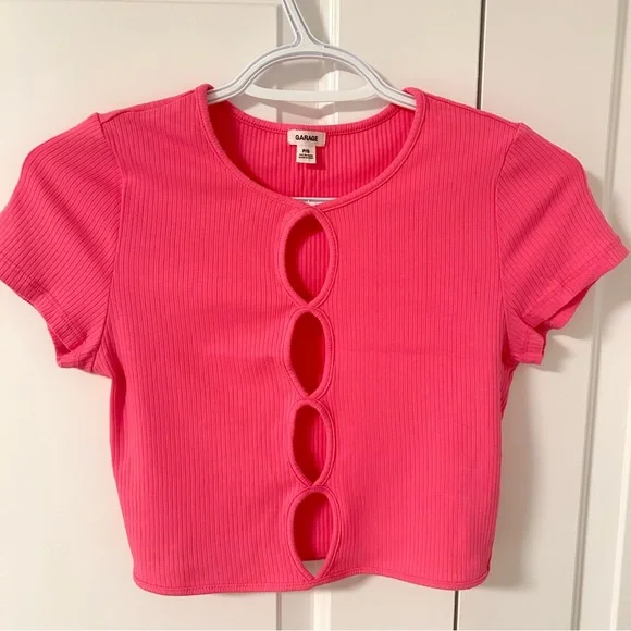 Garage Pink Ribbed Crop Top - Picture 1 of 3